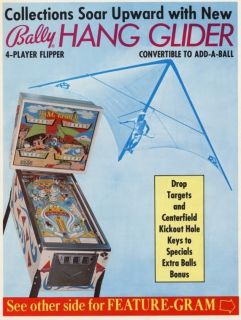 Hang Glider Pinball Machine Flyer Original Brochure