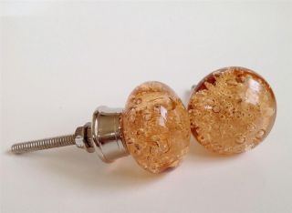 Amber Glass Bubble Decorative Kitchen Cabinet Knobs Pulls