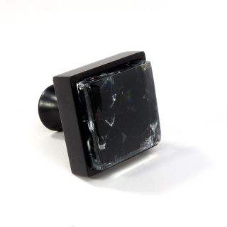 Crystal Glass Black Metal Square Knob Modern Cabinet Drawer Closet Handle Pulls