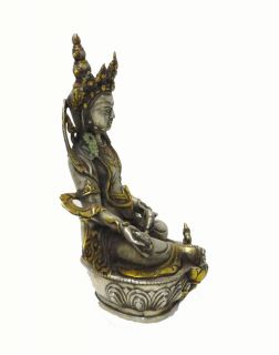 Silver Gold Plate Tibetan Zambala Statue Figure FS534