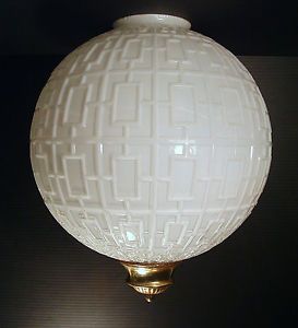 Vintage 12” 60s White Italian Glass Globe Shade Pendant Lamp Ponti Mod 1