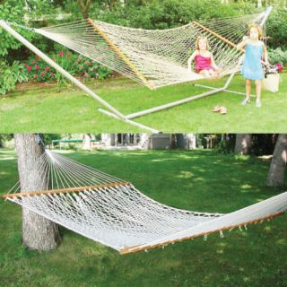 Double Hammock Tree 2 People Person Patio Bed Swing New Cotton Rope Outdoor