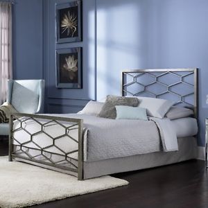 Queen Size Modern Metal Bed Frame with Headboard and Footboard