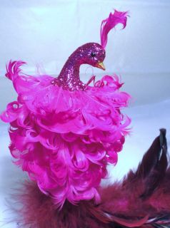 Clip on Hot Pink Peacock Bird Christmas Ornament Wedding Gifts Pier One 1 Decor
