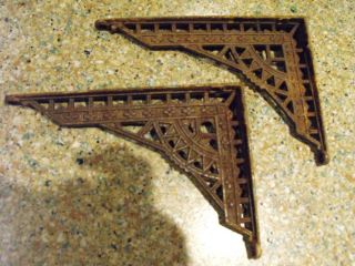 Vintage Antique Cast Iron Shelf Brackets Pair Corbels Art Deco Architectural