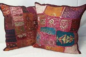 Vintage Indian Floor Cushion Pillow Throw Cover 16" India Ethnic Home Decor N215