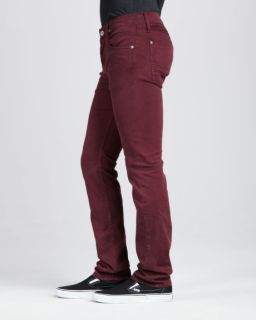 J Brand Men's Red Wine Kane Twill Pants Artisan Port Straight Leg Jeans 33 x 34