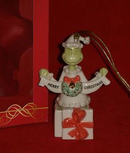 Lenox Dr Seuss A Grinchy Gift Grinch Fine China Santa Christmas Ornament Decor