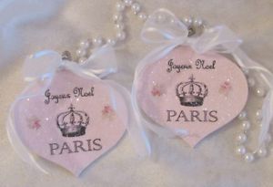 Paris Christmas Ornaments French Chic Shabby Cottage Pink Rose Paris Decor