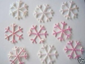 60 Iridescent Snowflake Applique Pink White Shiny Christmas Ornament Decor L12 A