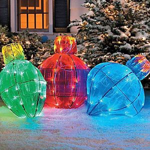 Outdoor Ice Sculpture Ornament Twinkling LED Light Christmas Holiday Yard Decor