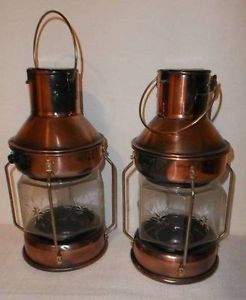 2 Metal Tea Light Candle Holder Lantern w Glass Globe Rustic Camping Home Decor