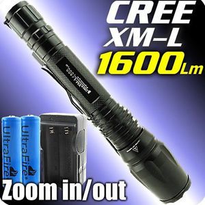 1800 Lumen CREE XM L T6 LED Zoomable Flashlight Torch Zoom Lamp 2 18650 Charger