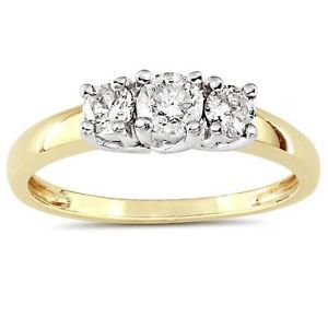 Three 3 Stone Engagement Ring Band 0 80ctw Round Diamond Jewelry 14k Yellow Gold