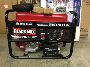 Black Max 7 000 Watt Portable Gas Generator w Electric Start Powered by Honda