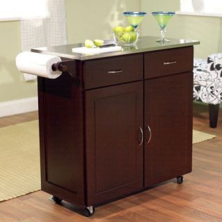 Mobile Kitchen Island Stainless Counter Cart Adjustable Shelf Cabinet Storage