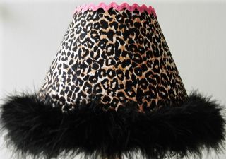 Fluffy Cheetah Leopard Lamp Shade Hot Pink Trim Child Baby or Teen Bedroom