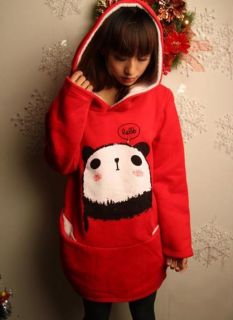 Fashion Korean Fleece Sweatshirt Cute Panda Hoodie Loose Ladies Coat Jacket C45
