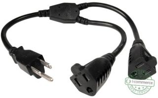 Cables Unlimited PWR Pslib 2 Outlet Xtender Power Cord Splitter Heavy Duty New