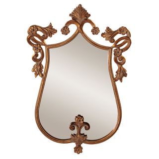 Ornate French Wall Mirror Antique Gold w Bronze Accents Large 31"