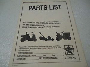 Murray 38618X92A Lawn Tractor Mower Parts List Book