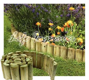 6'' x 1 8M Wooden Garden Border Rolls Lawn Edging Gardening Log Roll ...