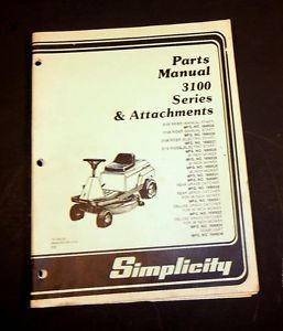 Simplicity 3100 Series Riding Lawn Mower Attachments Parts Service Manual