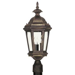 New 3 Light Colonial Outdoor Post Lamp Lighting Fixture Bronze Clear Glass
