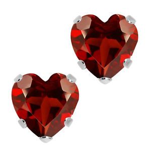 1 10 Ct Heart Shape Red Garnet 14k White Gold 5 Prong Stud Earrings 5mm