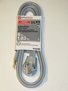 Utilitech 30 Amp 3 Wire Prong Dryer Cord UTD100306
