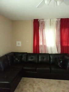 Brand New Black Leather Sectional Sofa