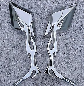 Harley Davidson Sportster Softail Chrome Flame Mirrors