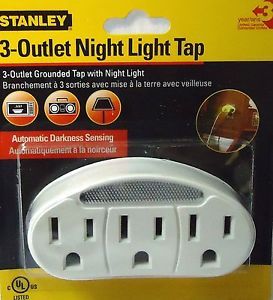Stanley 3 Outlet Grounded Night Light Tap