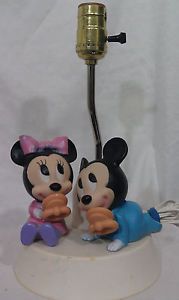 Vintage "Baby Mickey Minnie Mouse" Nursery Lamp with Nite Lite Night Light