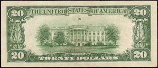 AU 1934 $20 Dollar Bill Federal Reserve Note Old Paper Money Fr 2054 J Kansas