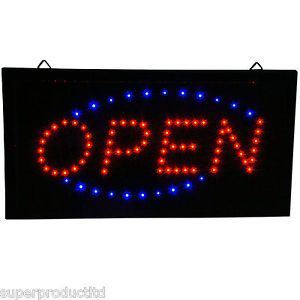 Animated LED Neon Light Open Window Sign Bright Store Display Running Blue Red