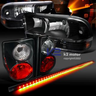 98 04 S10 Crystal Black Headlights Bumper Lamps Tail Lights 49" LED Tailgate Bar
