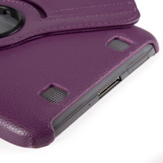 Purple Nook HD 7 Slim PU Leather 360 Degree Rotating Swivel Stand Case w Wake U