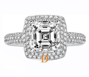 3 00 Carat Four Prong Asscher Cut D VS1 Diamond Engagement Anniversary 18K Ring