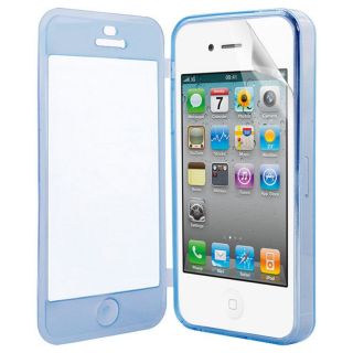 iPhone 4S 4G Transparent Frosted Full Covered Gel Case Cover Screen Film
