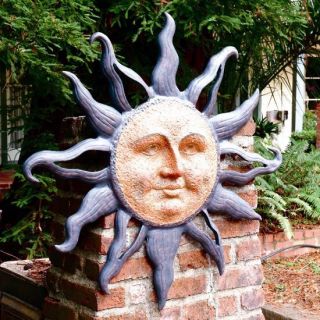 Large Rising Sun Face Celestial Garden Wall Plaque Decor Indoor Outdoor 37"
