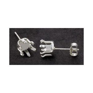 3mm 10mm Solid Sterling Silver Round 6 Prong Snap Tite Earring Settings