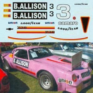 3 Bobby Allison IROC Camaro 1 32 Slot Car Decals