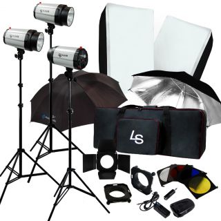 900W Strobe Studio Flash Light Kit Lighting Set 3 x 300W