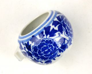 Ceramic Chinese Bird Cage Feeder SM Blue White Peony