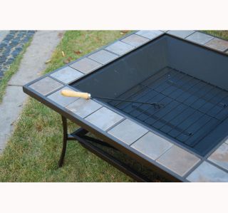 New Outdoor Patio Square Metal Fire Pit Stove Grill Fireplace with PVC Cover