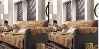 2 PC Tan Beige Soft Micro Suede Couch Sofa Loveseat Pet Furniture Slip Covers