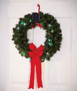 18" Solar Power Holiday Wreath Door Outdoor Decor Christmas Holiday Color Lights