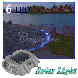 New Solar Power 6 LED Outdoor Road Driveway Pathway Dock Path Ground Lights Lamp