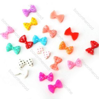 New 100pcs Clear 3D Clear Acrylic Bow Tie Crystal Nail Art Beads DIY Decorations
